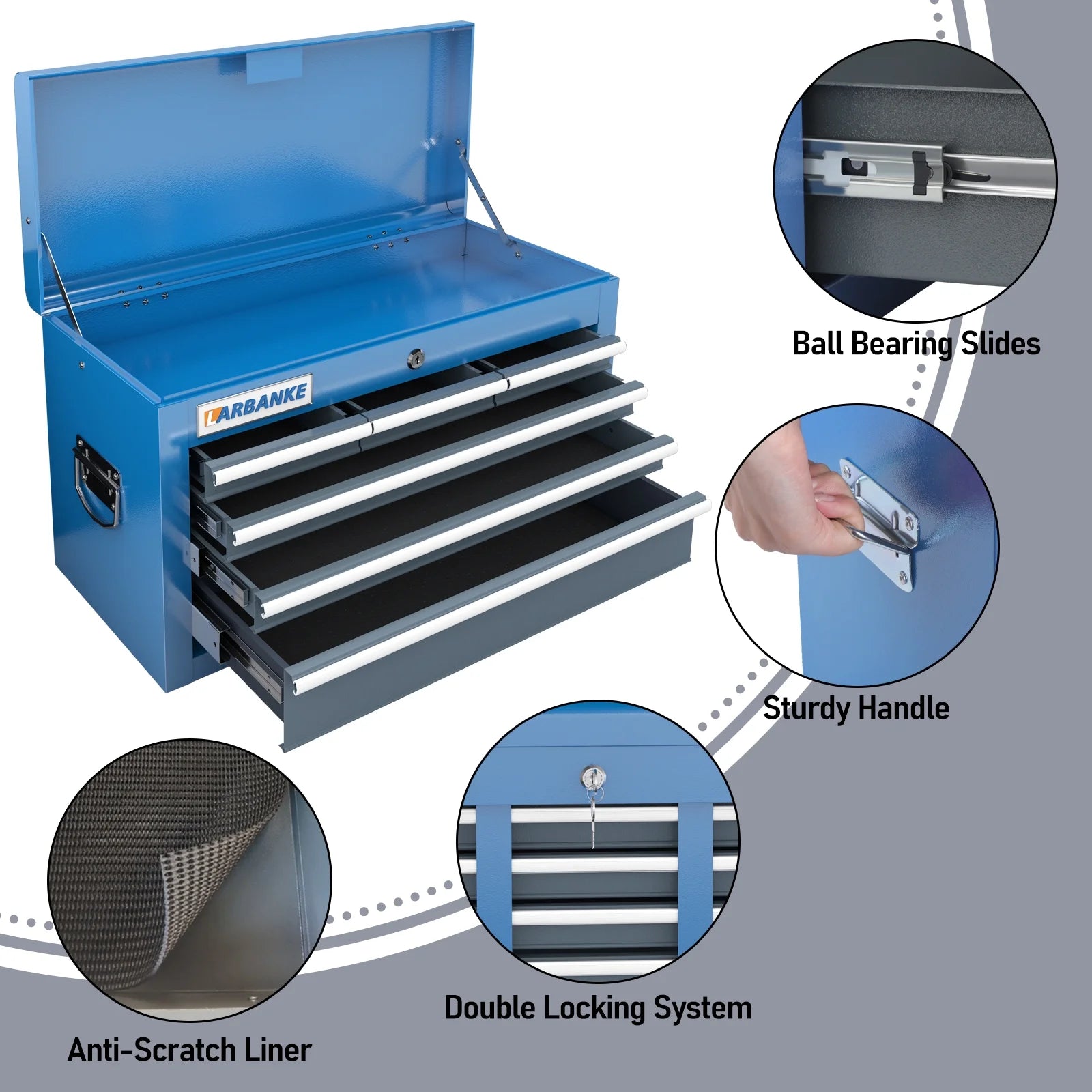 8-Drawer Rolling Tool Chest with Stainless Top & Sliding Drawers - Heavy-Duty Garage Workbench with Wheels