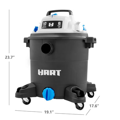 HART 10 Gallon 6 Peak HP Poly Wet/Dry Vacuum, VOC1012PF 3702