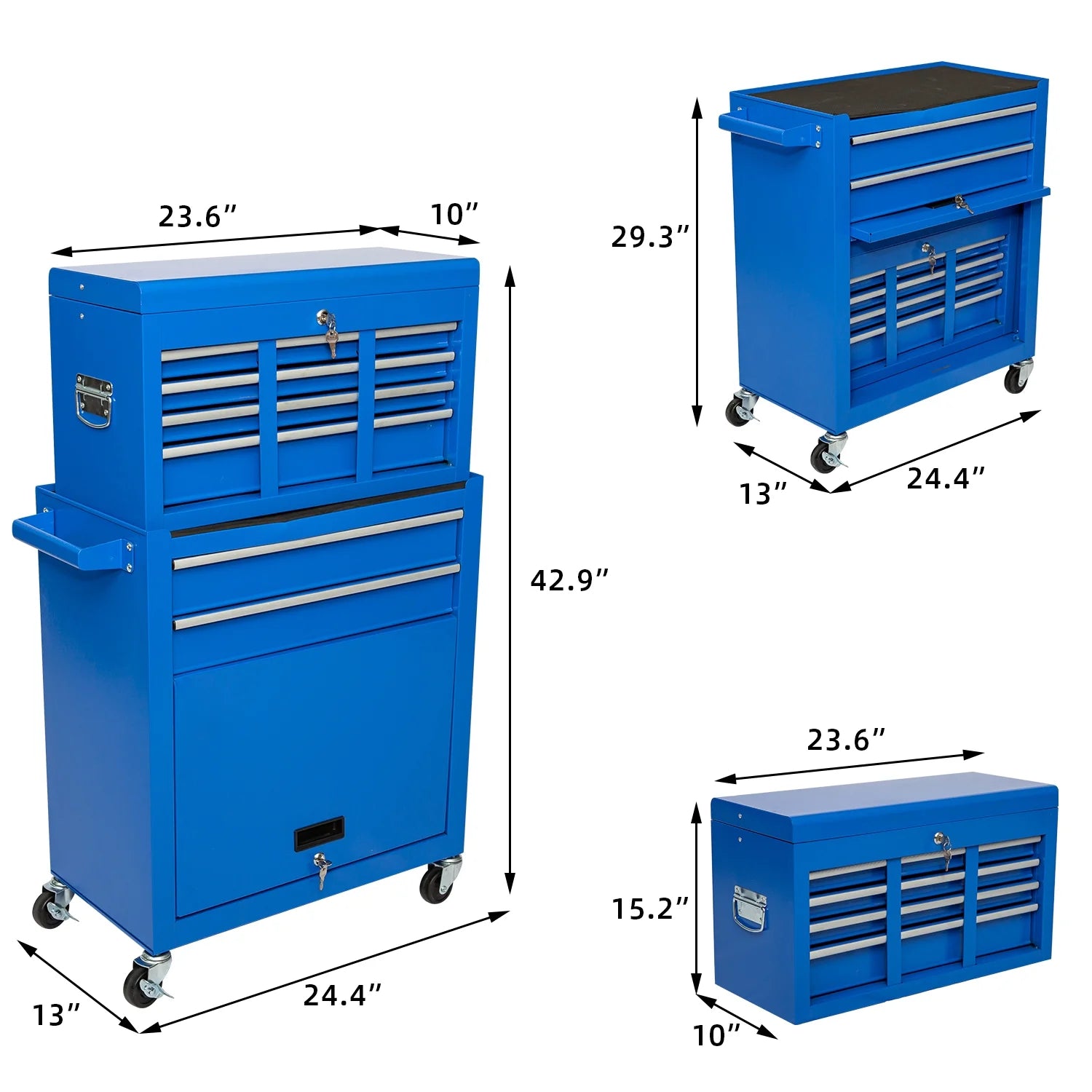 Odaof 8-Drawer Rolling Tool Chest on Wheels with Drawers Locking Toolbox Organizer for Mechanics Garage Workshop Blue