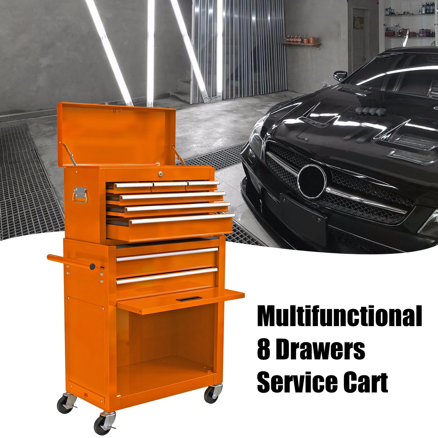 High Capacity Rolling Tool Chest with Wheels and Drawers, 8-Drawer Tool Storage Cabinet