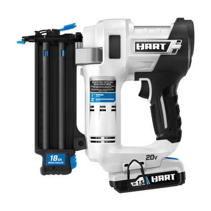 HART 20-Volt 2-inch 18-Gauge Battery-Powered Brad Nailer Kit, (1) 1.5Ah Lithium-Ion Battery