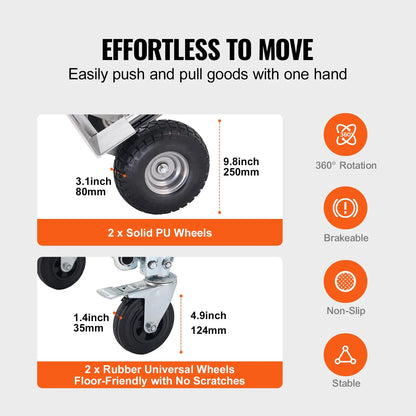 BENTISM Aluminum Hand Truck 4 in 1 Folding Dolly Cart 1000 lbs Capacity Heavy Duty