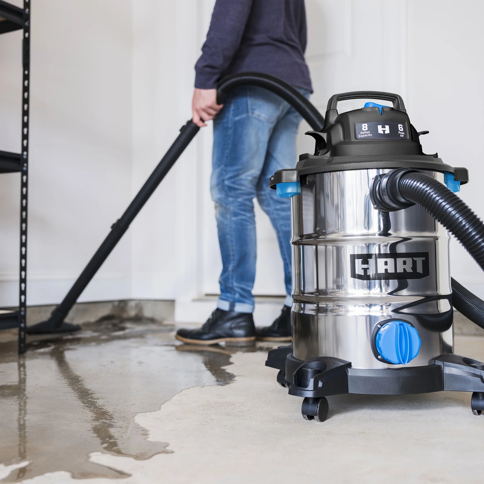 HART 8 Gallon 6 Peak HP Stainless Steel Wet/Dry Vacuum, VOC812SF 3703