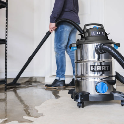 HART 8 Gallon 6 Peak HP Stainless Steel Wet/Dry Vacuum, VOC812SF 3703