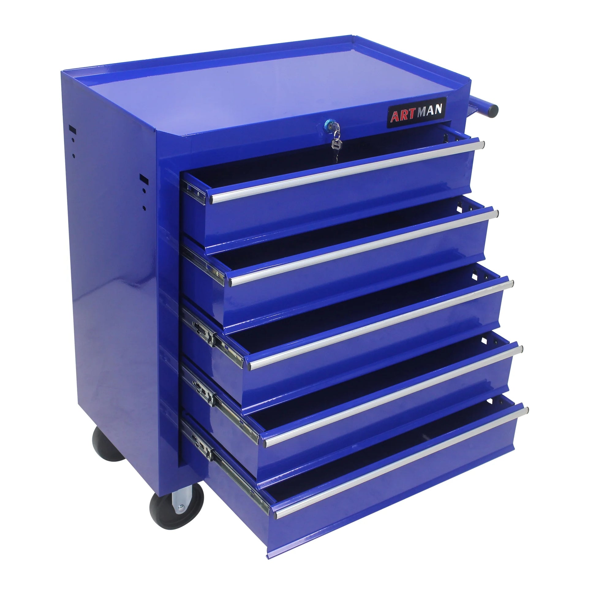 NIGSQJB 5 Large Drawers Tool Cart on Wheels, 29.9"H Rolling Tool Chest Tool Storage Box, Drawers Rolling Tool Trolley Organizer Tool Case for Garage, Warehouse, Workshop and Repair Shop, Blue