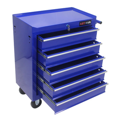 NIGSQJB 5 Large Drawers Tool Cart on Wheels, 29.9"H Rolling Tool Chest Tool Storage Box, Drawers Rolling Tool Trolley Organizer Tool Case for Garage, Warehouse, Workshop and Repair Shop, Blue