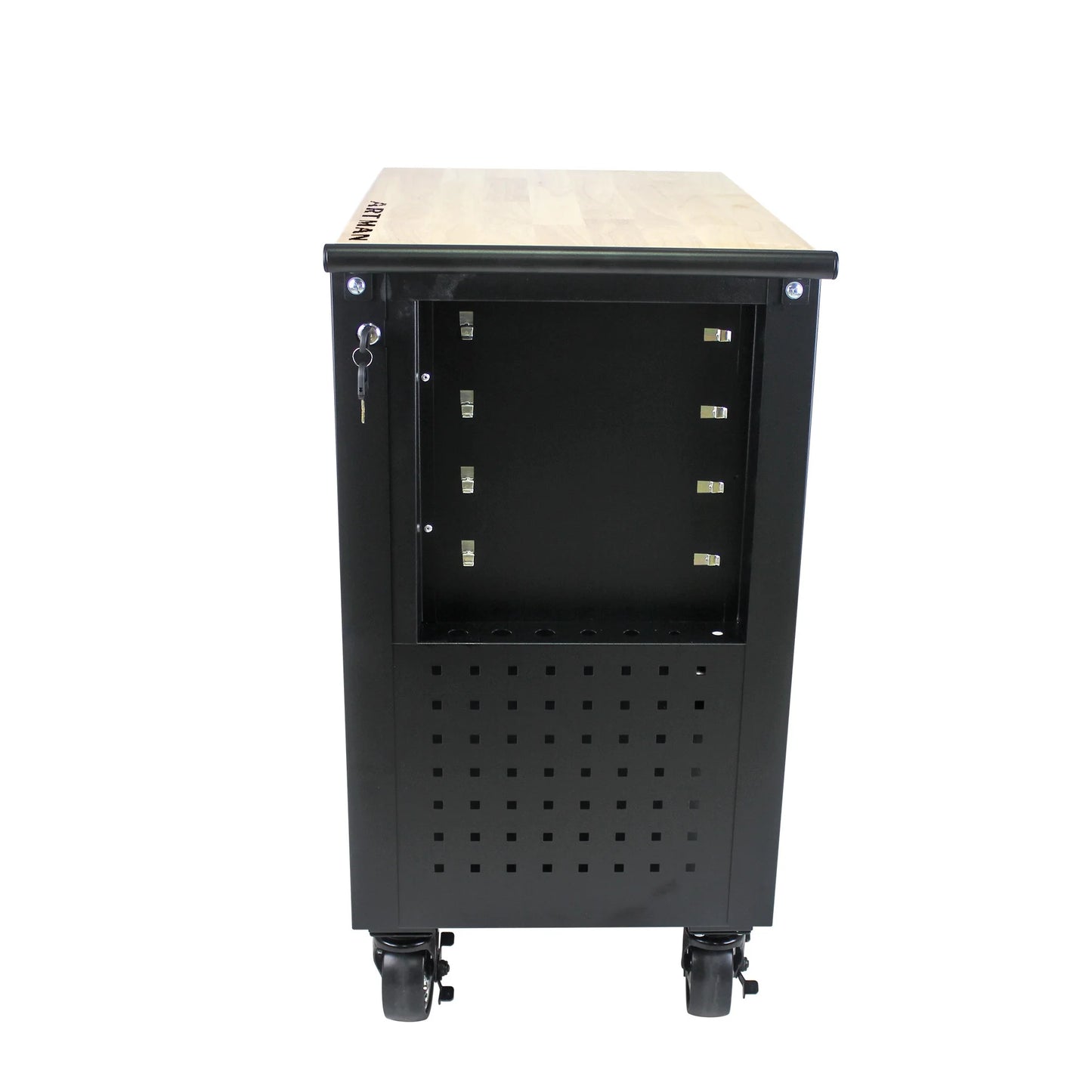 Roromall Rolling Tool Cart with Wooden Top 4 Drawers Foldable Side Panel Multi-Function Tool Chest for Garage Workshop Tool Organizer