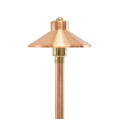 VOLT Flat Hat 12V Brass Path Light (7" Shade, 25" Tall)