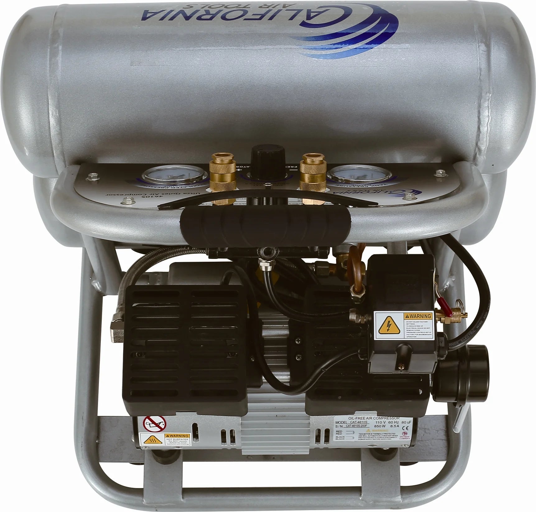 California Air Tools 4610S Ultra Quiet & Oil-Free 1.0 Hp, 4.6 Gal. Steel Twin Tank Air Compressor