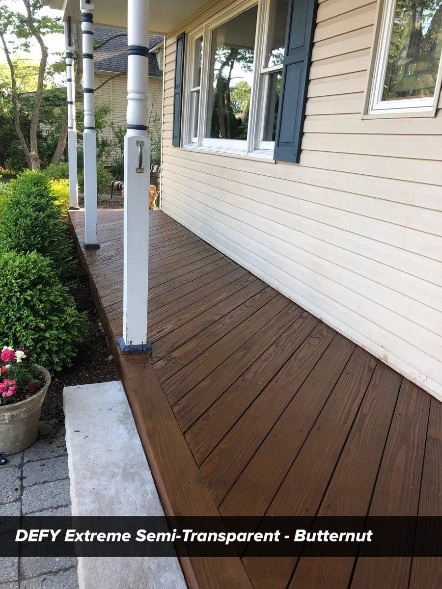 DEFY Extreme Wood Stain and Sealer in One - 5 Gallon Semi-Transparent Waterproof Coating for All Wood Types - Butternut