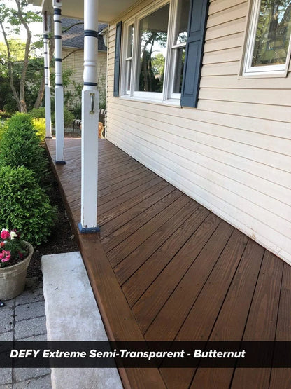 DEFY Extreme Wood Stain and Sealer in One - 5 Gallon Semi-Transparent Waterproof Coating for All Wood Types - Butternut