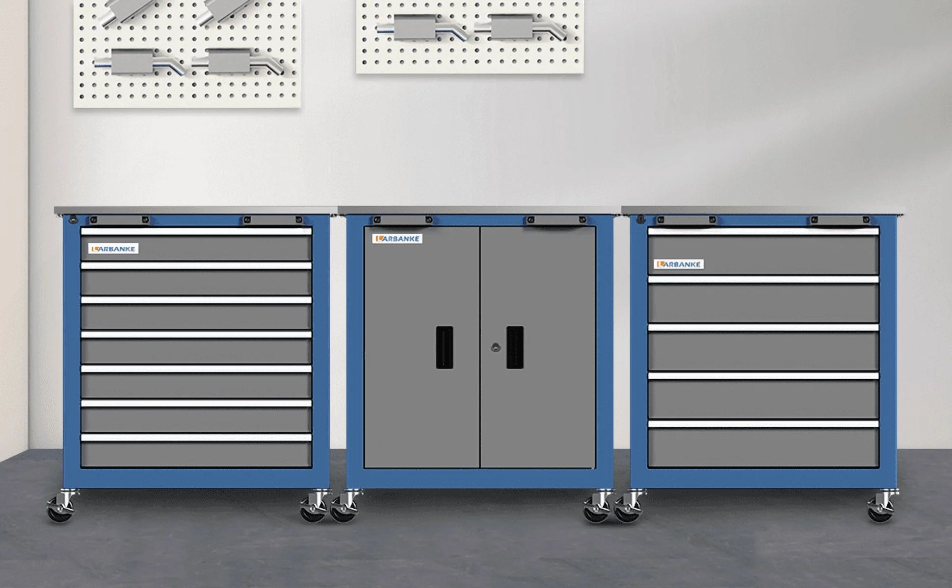 LARBANKE 5 Drawer Rolling Tool Chest, Metal Tool Cabinet with Wheels, Drawers with Padding, Can Be Combined