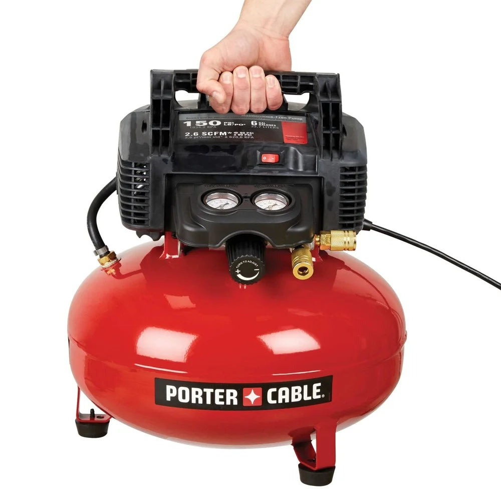 Porter-Cable C2002-ECOM 0.8 HP Oil-Free Pancake Air Compressor 6 gal