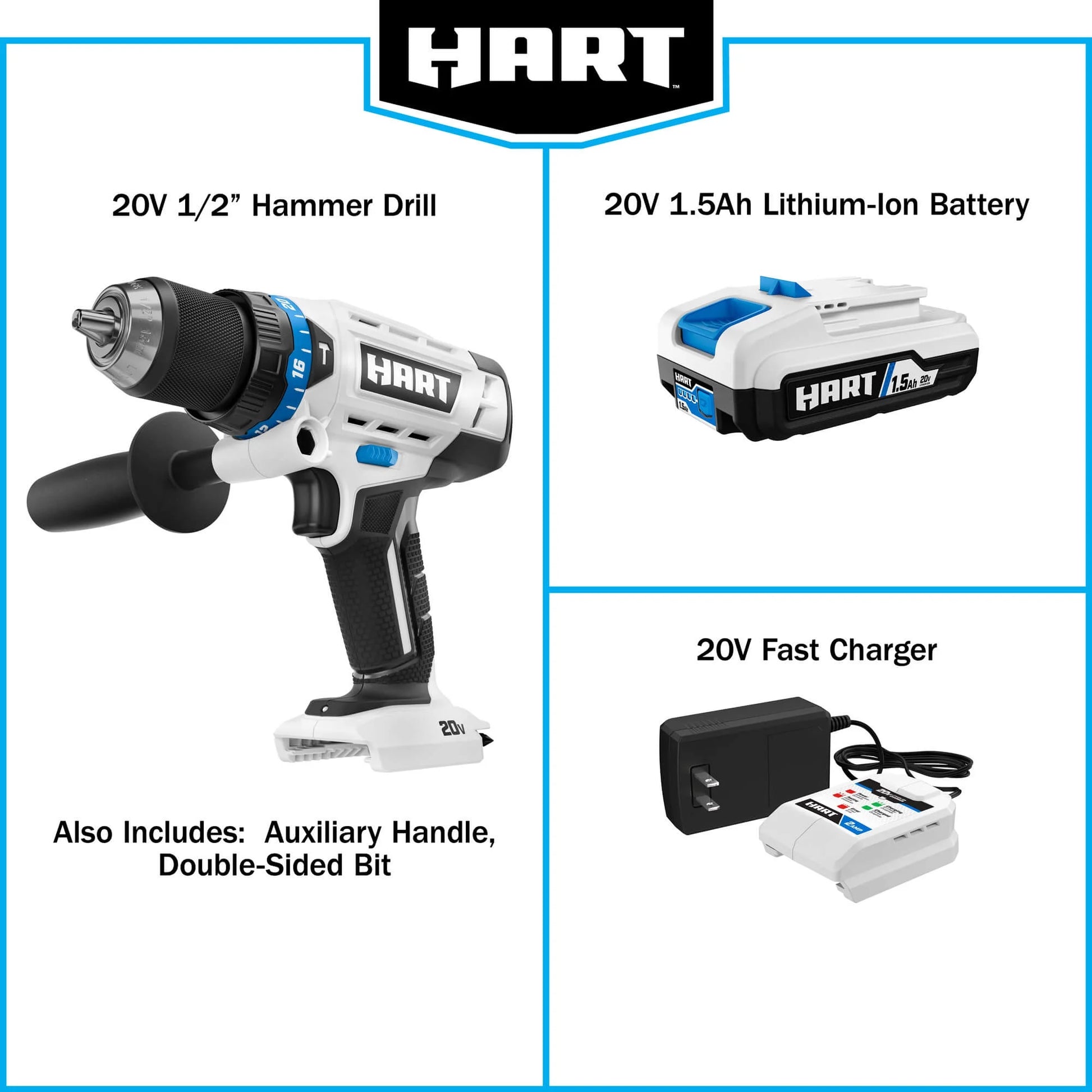 HART 20-Volt 1/2-inch Cordless Hammer Drill Kit, Gen2
