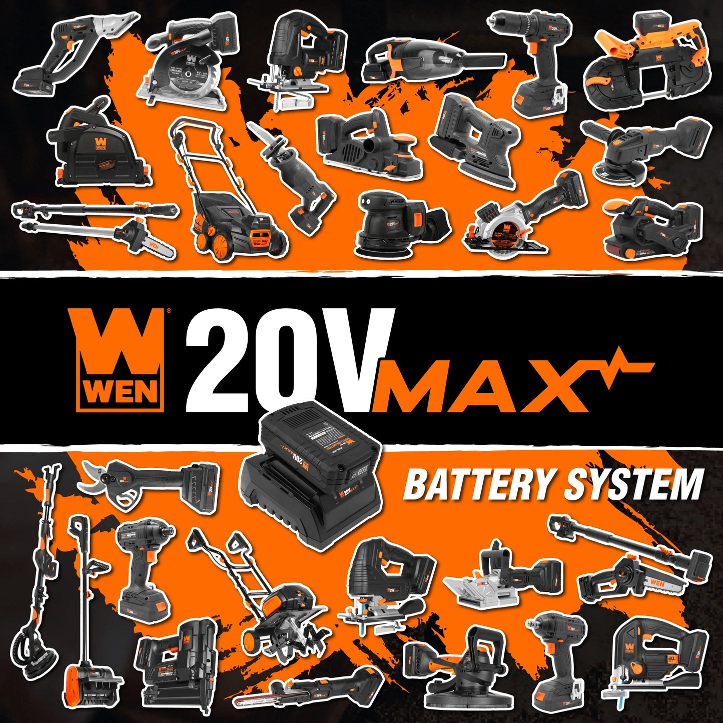 WEN 20V Max Cordless Drill, Brushless Compact Impact Driver, and LED Torch Flashlight Combo Kit w/2Ah Battery and Charger (20VK3DDL)