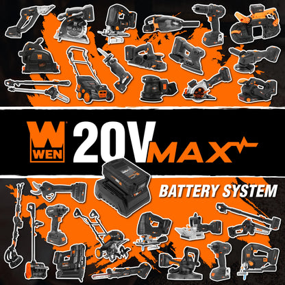WEN 20V Max Cordless Drill, Brushless Compact Impact Driver, and LED Torch Flashlight Combo Kit w/2Ah Battery and Charger (20VK3DDL)