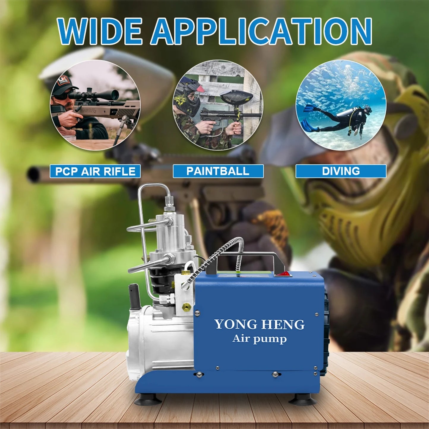 YONG HENG PCP Air Compressor LCD Display 4500Psi Auto-Stop