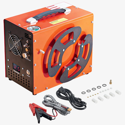 KFFKFF PCP Air Compressor, 4500PSI/30Mpa PCP Airgun Compressor with Integrated Converter & Fan Cooling Mechanism, Automatic Shut-off DC12V/AC120V Compact Paintball Tank Compressor