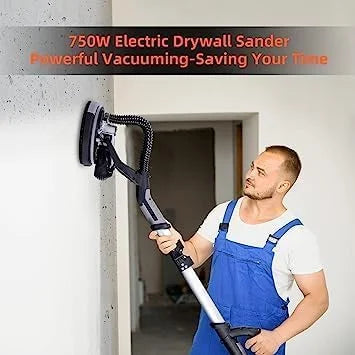 Danolapsi Drywall Sander,750W Electric Drywall Sander 7 Variable Speed 900-1800 RPM Sander with LED Light,Extendable Handle,Dust Hose,14 Pcs Sanding discs,Storage Bag