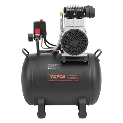 VEVOR Air Compressor, 10 Gallon Steel Tank, 2HP 5.3 CFM@90 PSI Oil Free Air Compressor & Max. 125PSI Pressure, 78dB Ultra Quiet Portable Compressor, for Auto Repair, Tire Inflation, Spray Painting