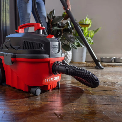 Craftsman 2027722 4 gal 120V 5 HP Corded Wet & Dry Vacuum, Black & Red