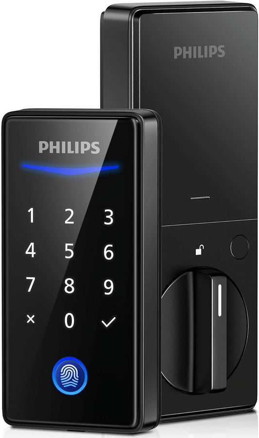 Keyless Entry Door Lock with Keypad - Smart Deadbolt Lock for Front Door, Auto Lock, One-time PIN Code, Fingerprint Door Lock - Matte Black