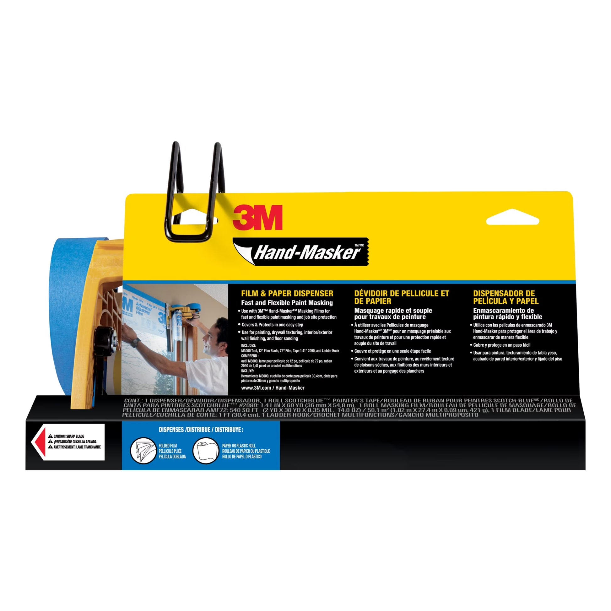 3M Hand-Masker Masking Film & Tape, Job Prep, Paint Supply, M3000-PAK-SC, 1 Kit