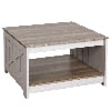 Dextrus Coffee Table with Storage, Square Wood Farmhouse Coffee Table with Barn Door for Living Room, Grey Wash