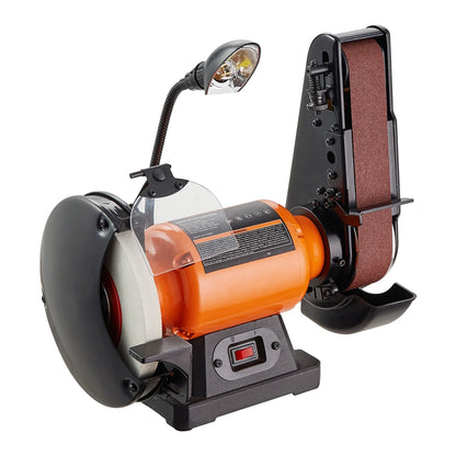 KFFKFF 8" Bench Grinder & 2x28" Belt Sander Combination, Equipped with 2.5A Induction Motor for Metal Sharpening and Grinding