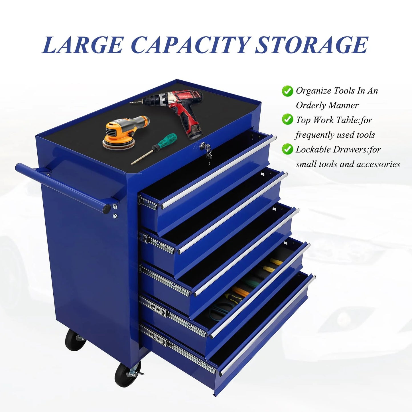 Tool Chest New 5 Drawer Rolling Tool Box 24.25" x 12.99"
