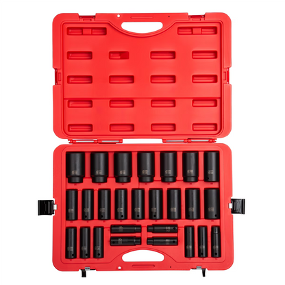 Sunex 2646 26-Piece 1/2" Drive Deep Metric Impact Socket Set