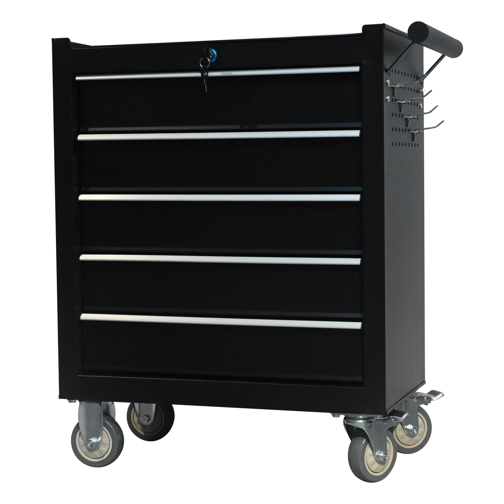 5-Drawer Metal Rolling Tool Cabinet, Storage Toolbox with Brake wheels, Tool Chest with lock, Suitable for Warehouses, Garages, Repair Shops