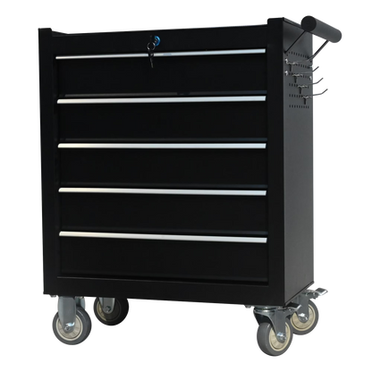 5-Drawer Metal Rolling Tool Cabinet, Storage Toolbox with Brake wheels, Tool Chest with lock, Suitable for Warehouses, Garages, Repair Shops