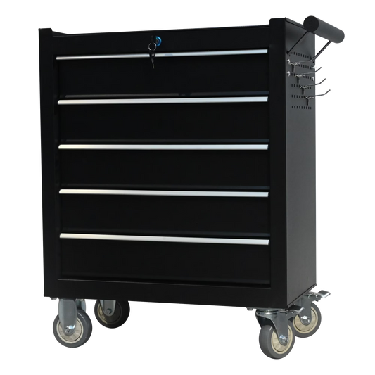 5-Drawer Metal Rolling Tool Cabinet, Storage Toolbox with Brake wheels, Tool Chest with lock, Suitable for Warehouses, Garages, Repair Shops