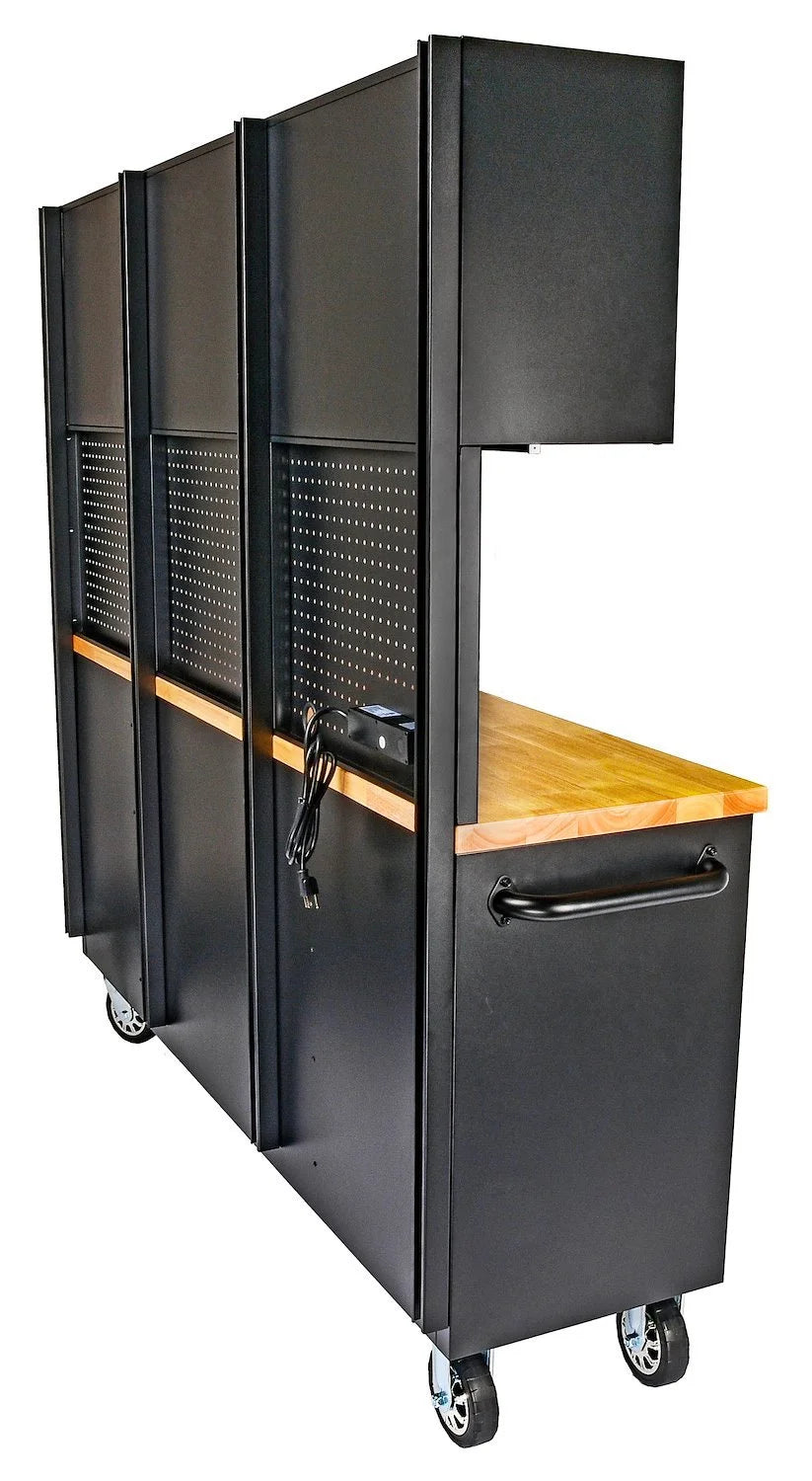 JEGS 81453 72 in. Rolling Tool Cabinet Black Powder-Coated Steel Includes: (15)