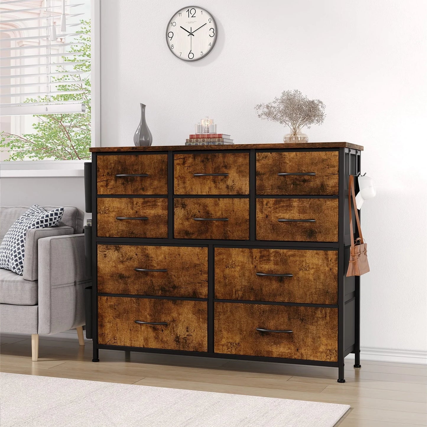 Kidlove Non-woven Fabric Drawer Cabinet with 10 Drawers, Fabric Storage Cabinet Dresser Organizer, for Bedroom Hallway Entryway Closets