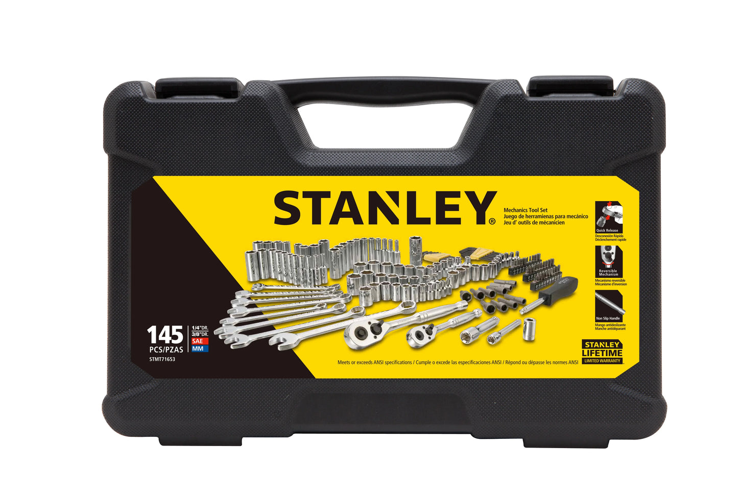 STANLEY STMT71653 145-Piece Mechanics Tool Set, Chrome