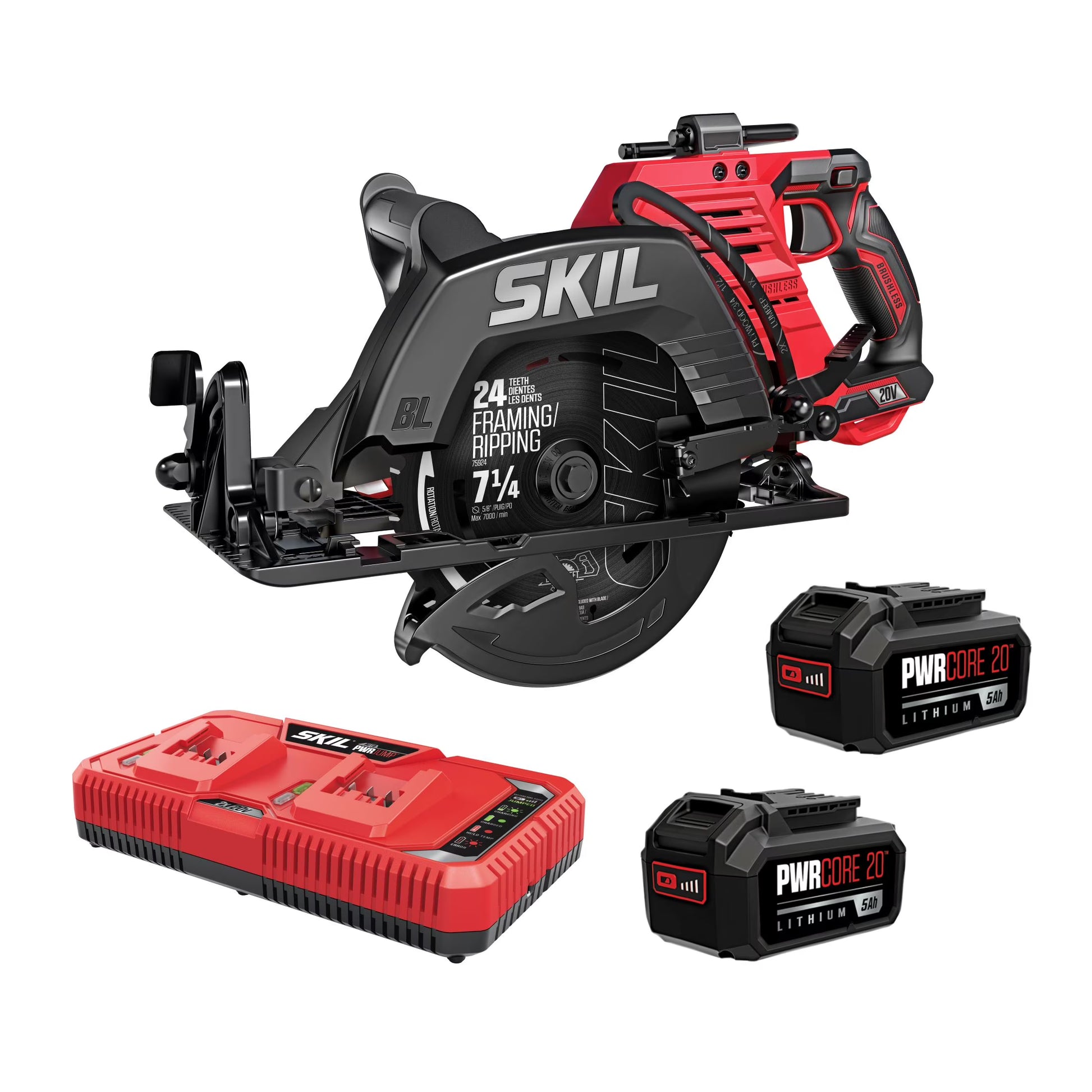 SKIL CR5429B-20 2x20V Brushless 7-1/4'' SKIL Rear Handle Circular Saw Kit