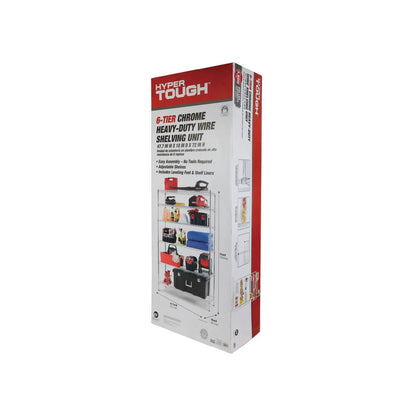 Hyper Tough 6-Tier Wire Storage Shelves with Liners, 48" W x 18" D x 72" H, 3600 lb Load Capacity, Chrome