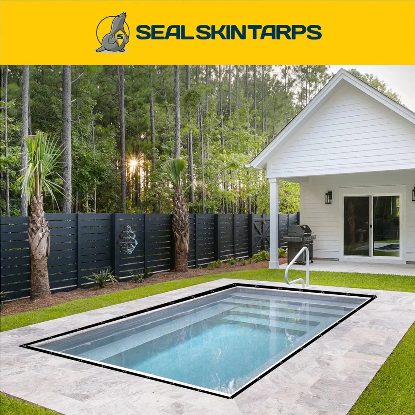 Seal Skin Waterproof Clear Tarp,20 Mil Transparent Vinyl Tarpaulin with Grommets 12' X 20'