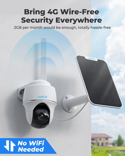 Reolink 4MP 3G/4G LTE Outdoor Security Solar-Powered Camera, 2K HD Vision, Support Cloud/SD Card