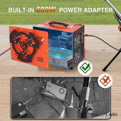 Greteefor PCP Air Compressor, Built-in 600W Adapter, 4500Psi/30Mpa, 350W Motor, 12V DC or 110V/220V AC Power, Auto Stop, Water/Oil free &Cooling Fan for Air Rifle, Paintball, HPA Tanks LightWeight