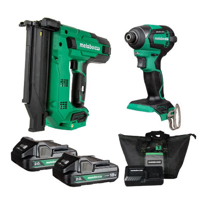 Metabo HPT 18V MultiVolt Brad Nailer + Impact Driver Combo Kit, KC18DEXQD