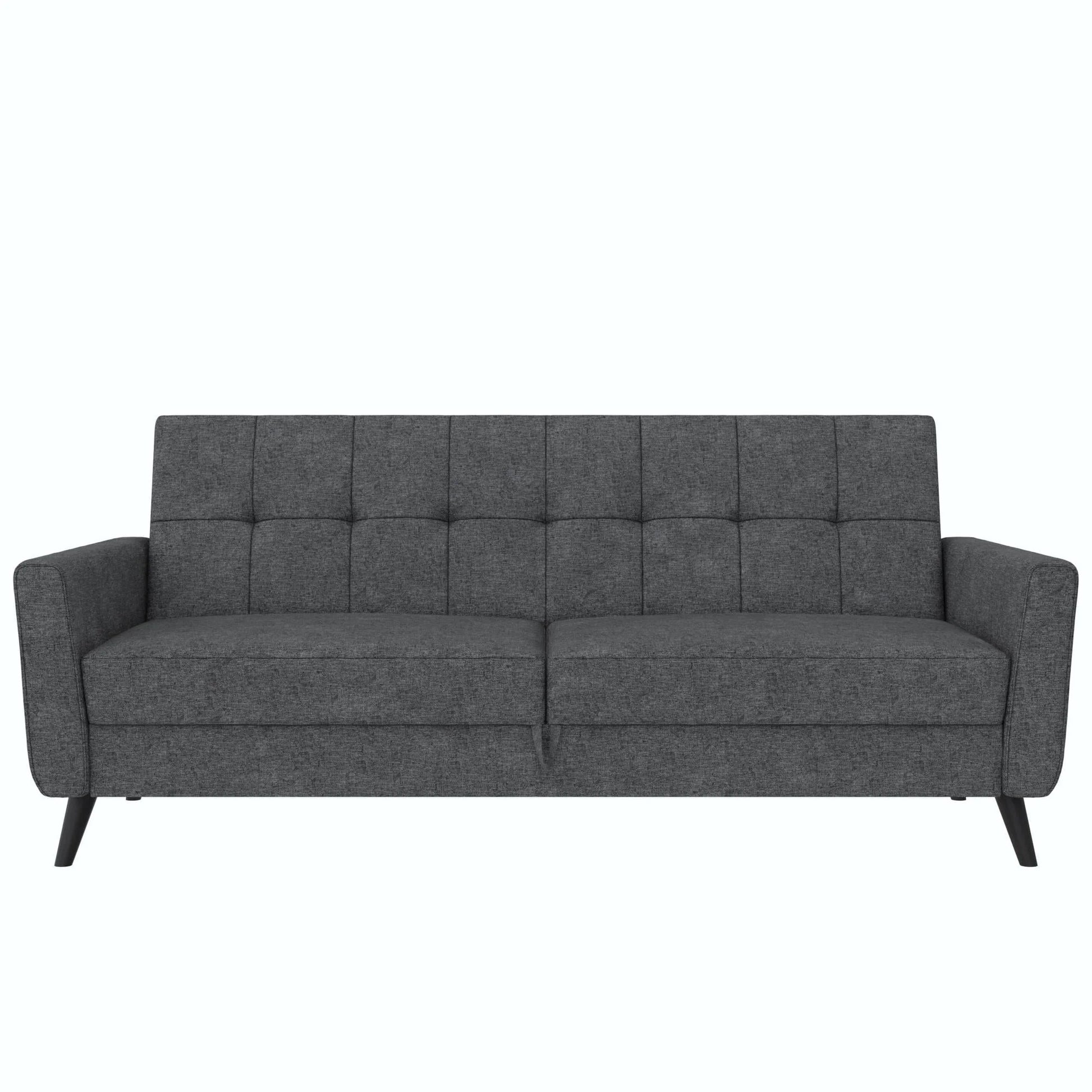 Queer Eye Liam Futon with Storage, Convertible Sofa, Gray Linen