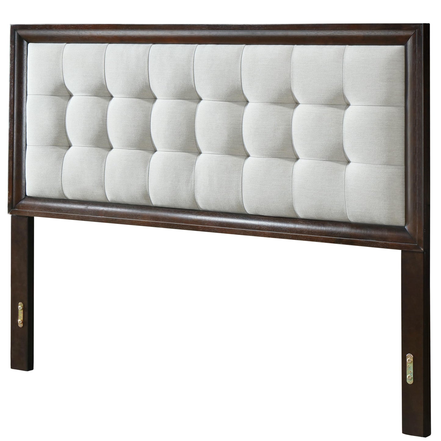 DG Casa Soloman Upholstered Panel Bed Frame with Storage Drawers and Wood Trim Tufted Headboard, King Size in Beige Linen Style Fabric...