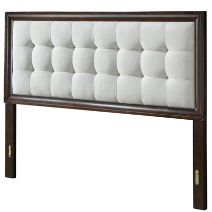 DG Casa Soloman Upholstered Panel Bed Frame with Storage Drawers and Wood Trim Tufted Headboard, King Size in Beige Linen Style Fabric...