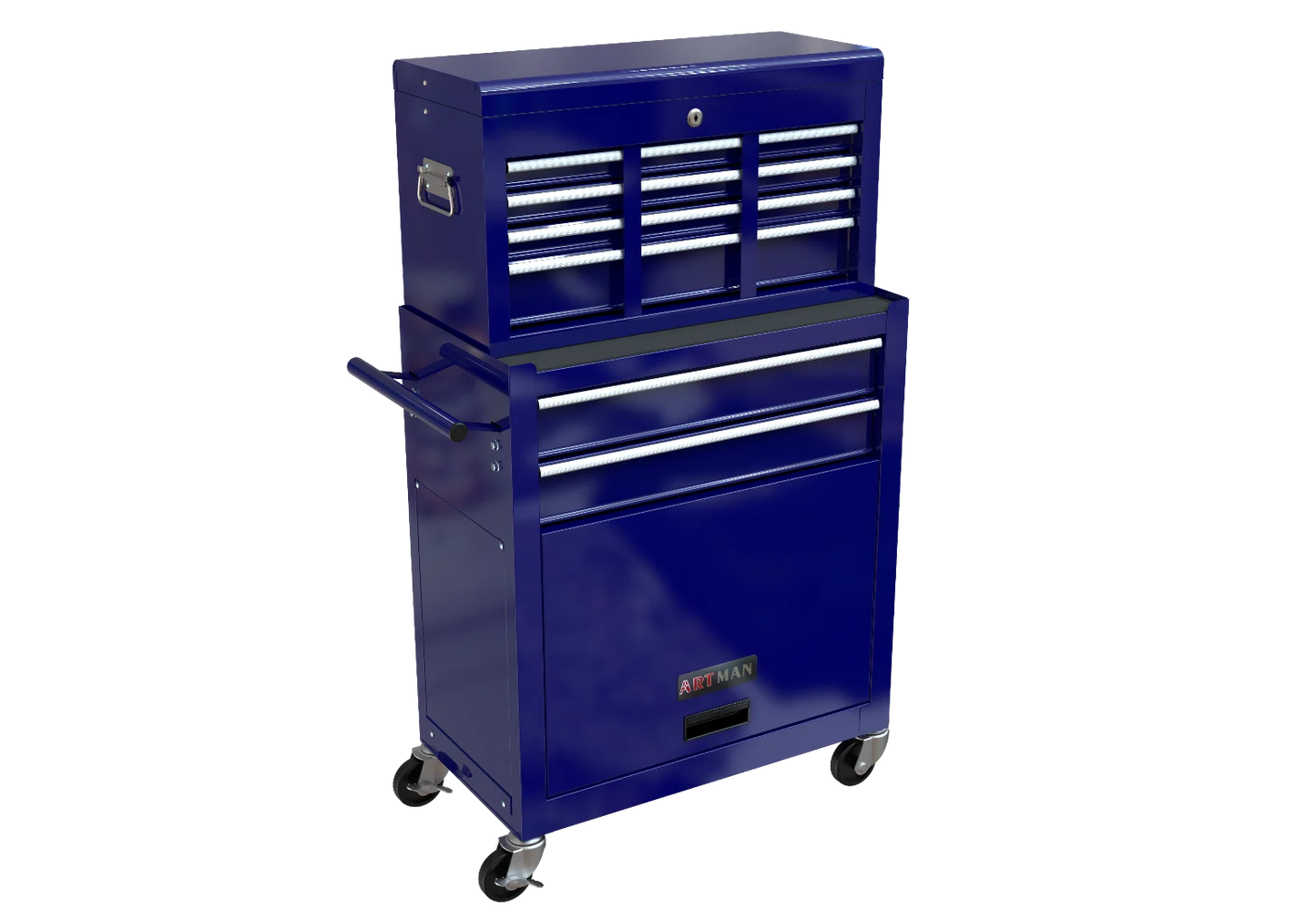 8-Drawer Rolling Tool Chest with Wheels, High Capacity Tool Storage Removable Tool Box Combo, Tool Storage Cabinet with Lockable Drawers, Toolbox for Workshop and Mechanics Garage, Blue