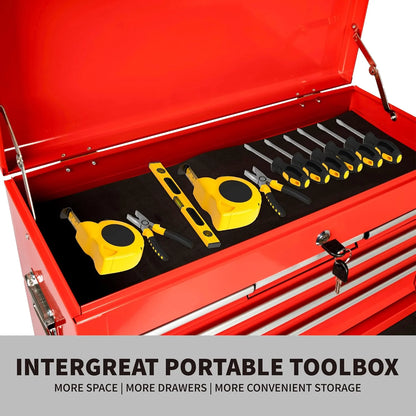 8-Drawer Rolling Tool Chest with Lockable Wheels, Sliding Drawers, Detachable Top & Adjustable Shelf