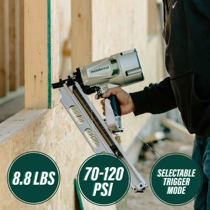 Metabo HPT Framing Nailer | High Grade Aluminum Magazine | Tool-less Depth Adjustment | Pneumatic | Framing Nails 2-Inch to 3-1/4-Inch | Rafter Hook | NR83A5(Y)