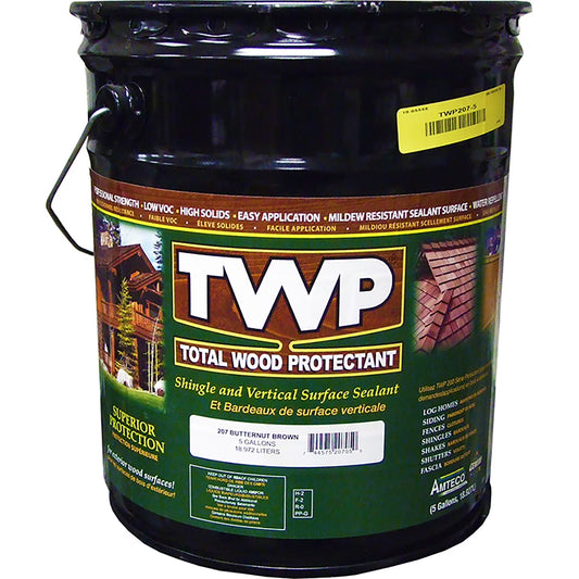 TWP 207 Butternut Brown Shake and Shingle Sealant - Professional Strength, Deep Penetrating Wood Protectant, UV & Water Resistant, Easy Apply - 5 Gallon